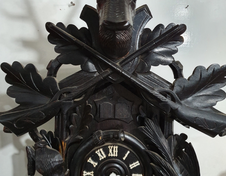 Reloj pared selva negra motivo caceria cod 7213