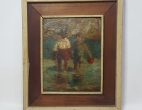 Carlos Moretto Niños en la playa 27x22 Cod 13510