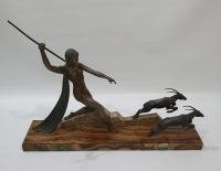 Petit bronce art deco diana la cazadora firmado J. Dauvergne cod 14325