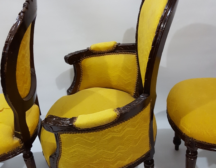 Trio de sillones luis xvi tapizados Cod 25067