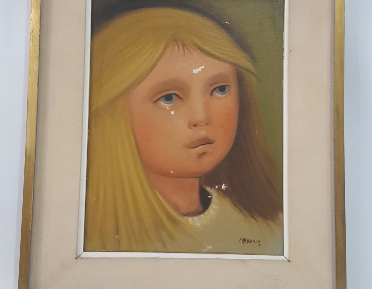 Oleo sobre tela Primaldo Monaco retrato niña 40x30 cm Cod 27545