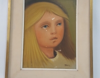 Oleo sobre tela Primaldo Monaco retrato niña 40x30 cm Cod 27545