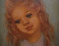 Oleo Delia Romano retrato niña 55 x 40 cm Cod 28864