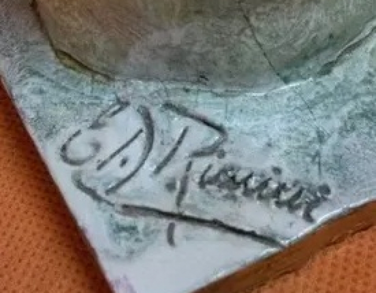 Escultura arlequín en cerámica firmada E. Rimini Cod 29657