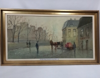 Oleo Horacio Leroy Paisaje calle parís 60x119 cm Cod 29796