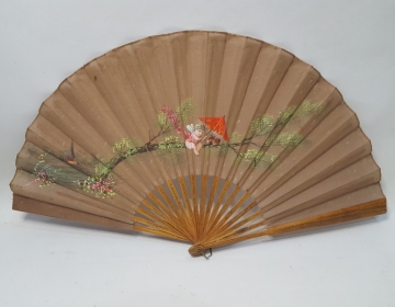 Abanico madera y tela Cod 30940