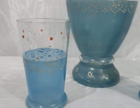 Jarra veneciana azul con 2 vasos Cod 31373