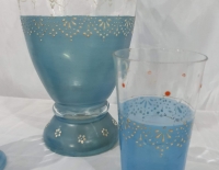 Jarra veneciana azul con 2 vasos Cod 31373