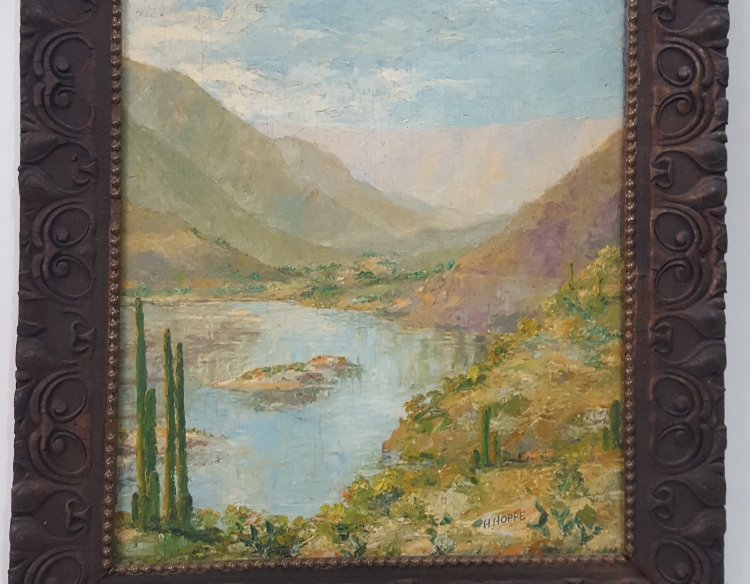 Oleo H. Hoppe paisaje de lago 55 x 45 Cod 31695