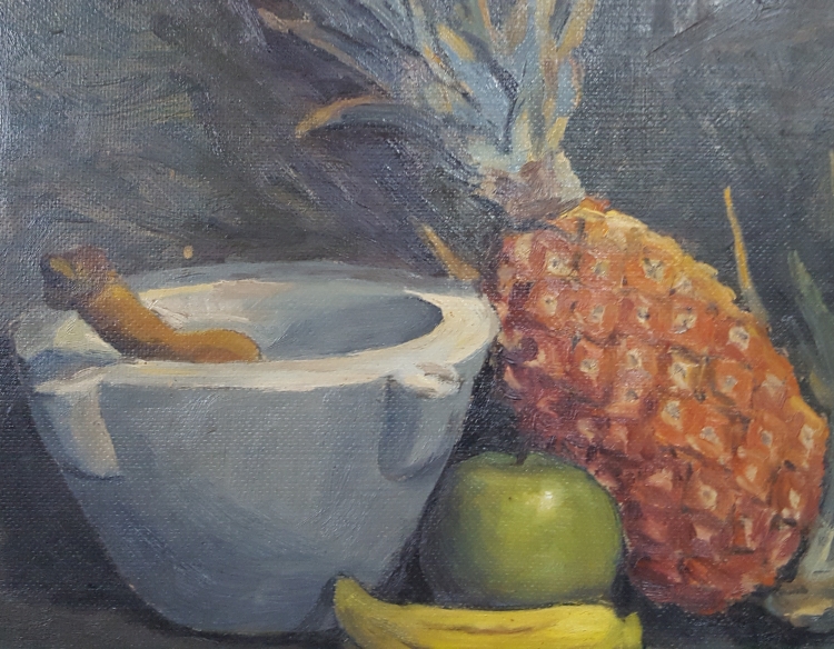 Oleo Raquel Frutas con mortero 40 x 50 cm Cod 31702