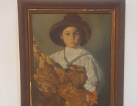 Óleo "Niño con gallo" S. Blanco Cod 27633