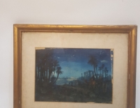 Cuadro paisaje azul c/arabe Paul B.PASCAL(1832-c.1903) Cod 16725