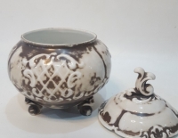 Potich con tapa Porcelana Plateado Cod 31859