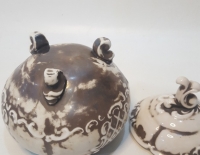 Potich con tapa Porcelana Plateado Cod 31859