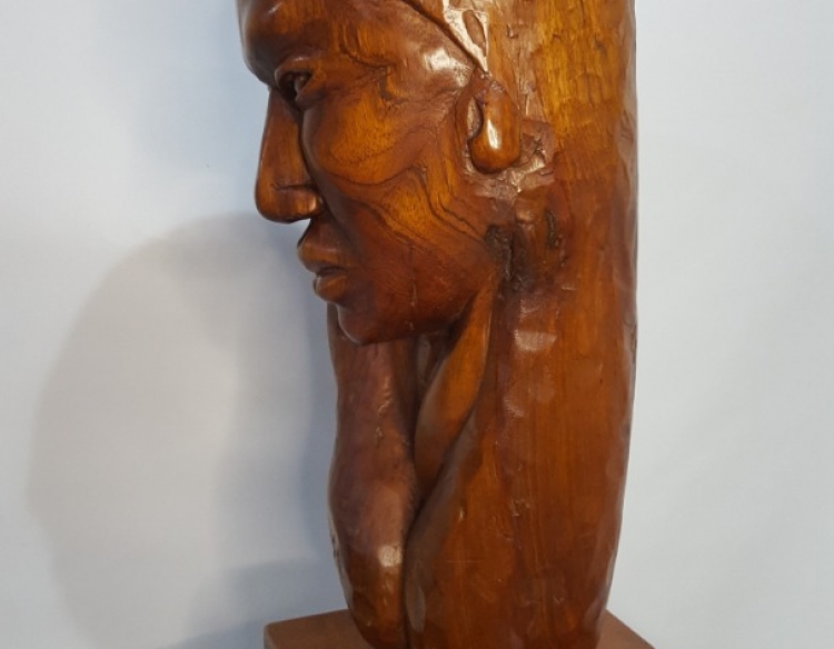 Rostro De Mujer Tallada En Madera Cod 28958