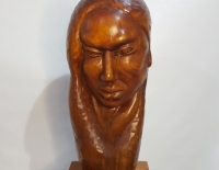 Rostro De Mujer Tallada En Madera Cod 28958