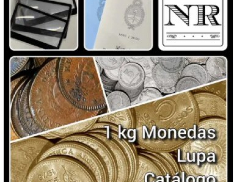 Catalogo + 1 Kg Monedas Argentina + Lupa - Kit Inicio