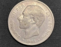 España - 5 Pesetas - Año 1882 (8-) - Km #688 - Plata .900