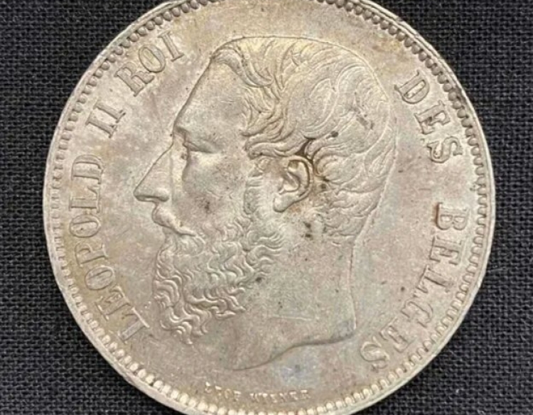 Belgica - 5 Francs - Año 1873 - Km #24 - Leopoldo Ii - Plata