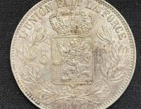 Belgica - 5 Francs - Año 1873 - Km #24 - Leopoldo Ii - Plata