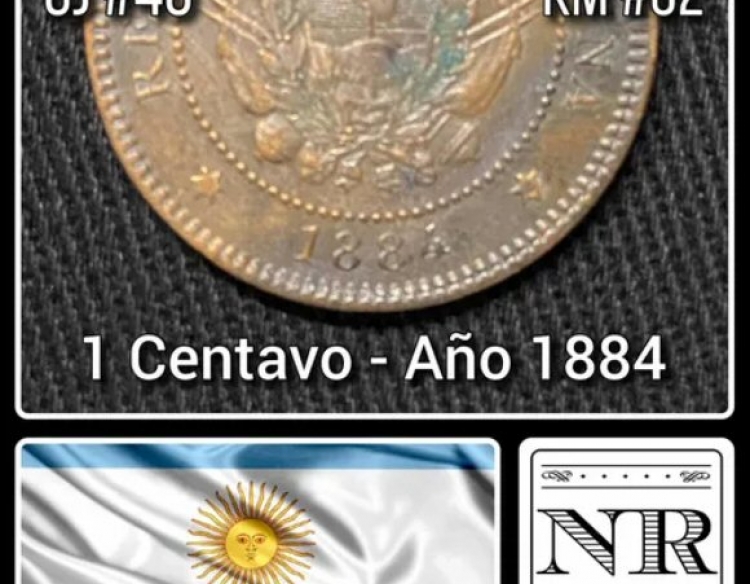 Argentina - 1 Centavo - Año 1884 - Cj #40 | Km #32 - Cobre