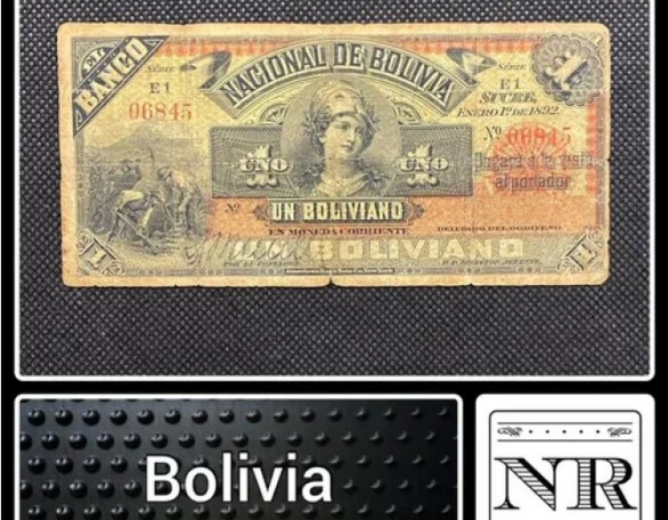 Bolivia - 1 Boliviano - Año 1892 - P #s211 - Alegoría