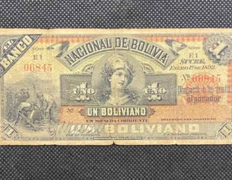 Bolivia - 1 Boliviano - Año 1892 - P #s211 - Alegoría