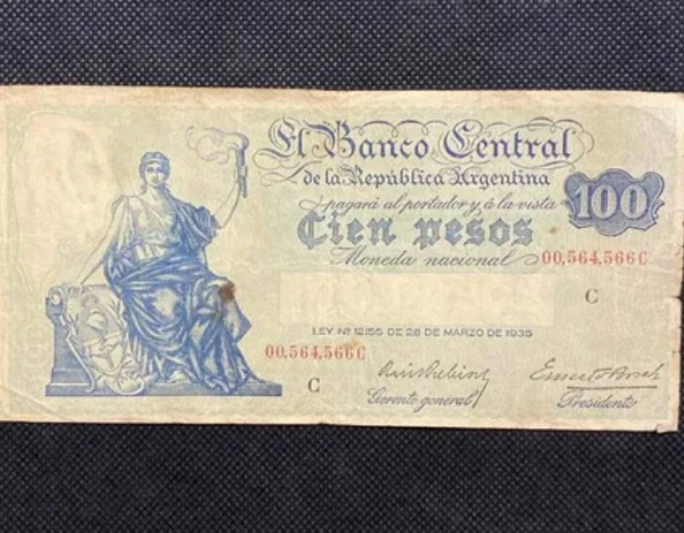 Argentina - 100 $ Progreso - Año 1936 - Bot. #1894 - P | B