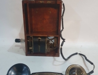 Teléfono magneto militar madera Cod 31945