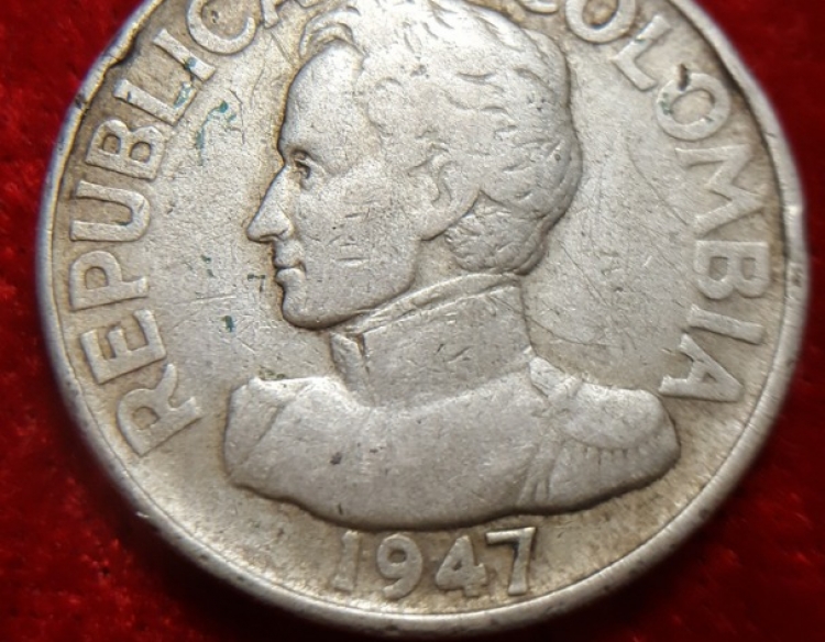 Moneda. Republica De Colombia 50 Ctvs 1947 Cod 31974
