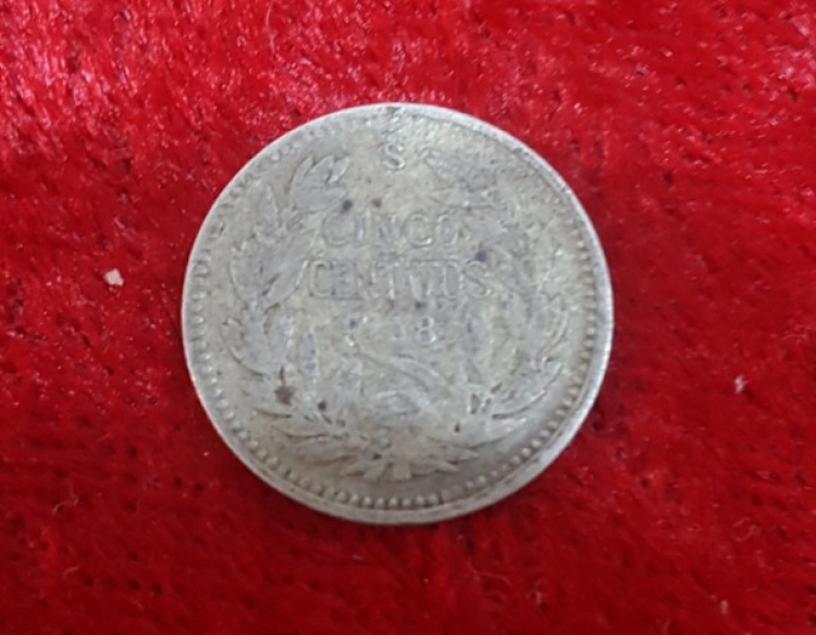 Moneda. República de Chile 5 ctv 1908 Cod 31989