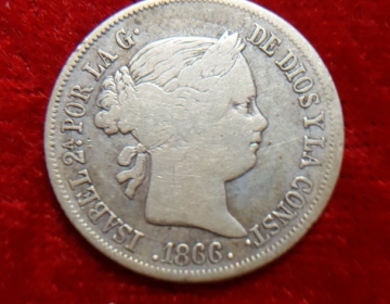 Moneda. España Isabel 2a 40 Ctv 1866 Cod 32052