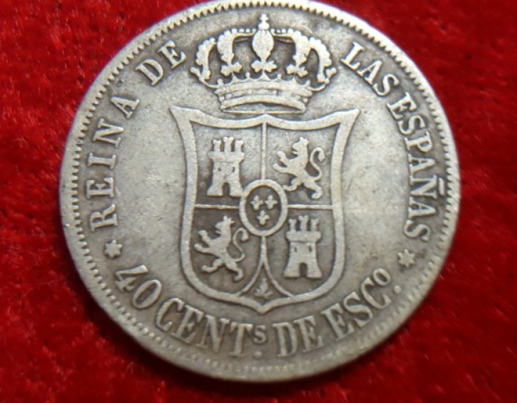 Moneda. España Isabel 2a 40 Ctv 1867 Cod 32053