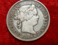 Moneda. España Isabel 2a 40 Ctv 1866 Cod 32079