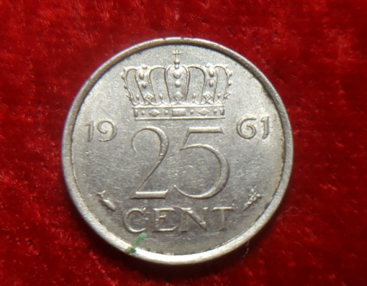 Moneda. Holanda 1961 25 Ctv Cod 32075