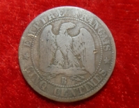 Moneda. Francia Napoleon III cinco ctm 1854 Cod 32038
