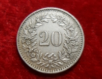 Moneda. Suiza 20 ctv 1957 Cod 32062