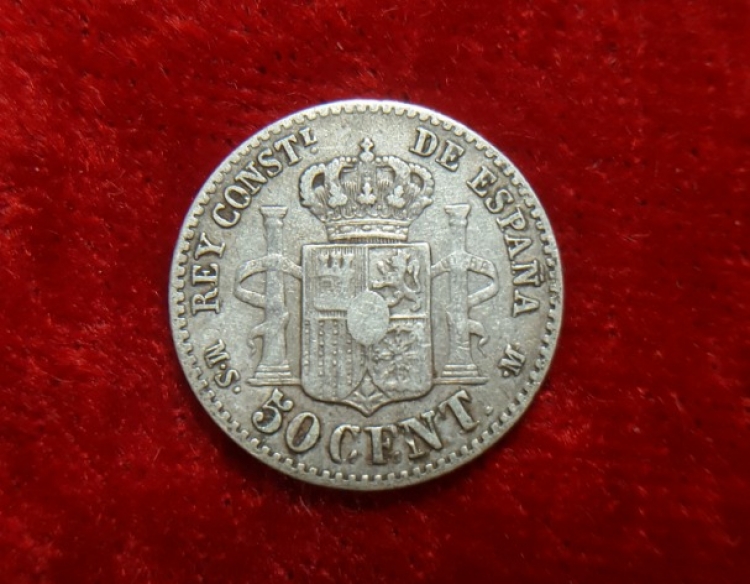 Moneda. España Alfonso XII 50 ctv 1881 Cod 32042