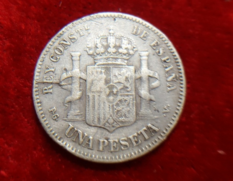 Moneda. España Alfonso XII 1 peseta 1894 Cod 32047