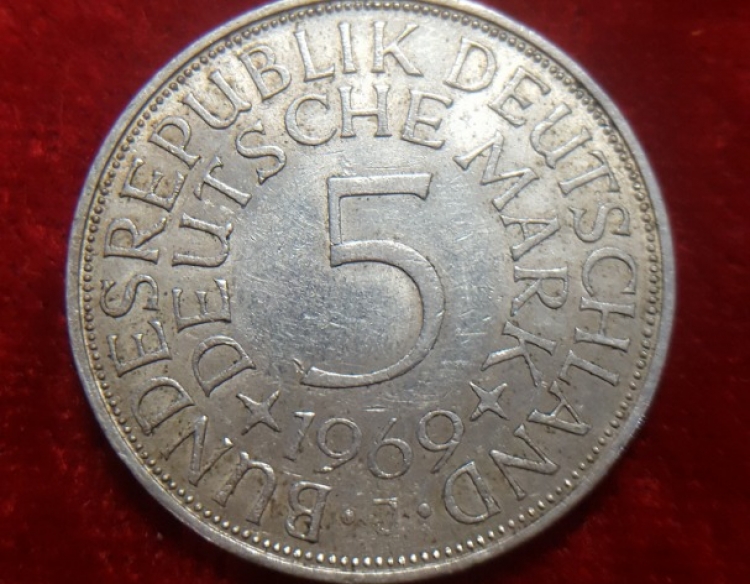 Moneda. Aleman 5 Marcos 1969 Cod 32091