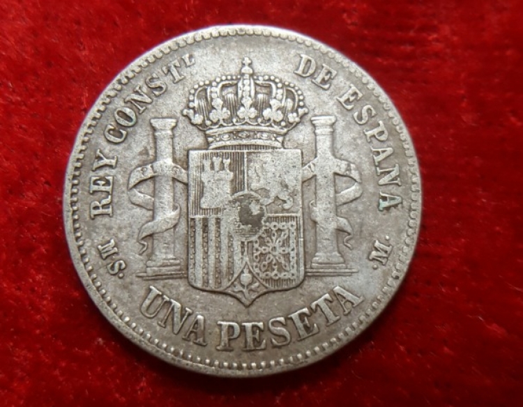 Moneda. España Alfonso XII 1 Peseta 1885 Cod 32045