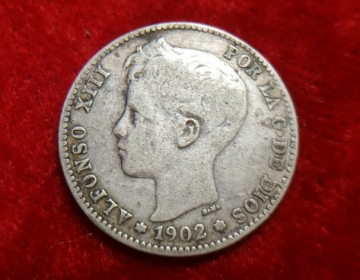Moneda. España Alfonso XII 1 Peseta 1902 Cod 32049