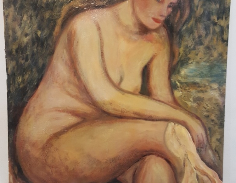 Pintura al Oleo sin firma Mujer desnuda Cod 25338