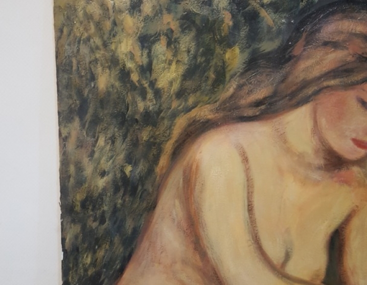 Pintura al Oleo sin firma Mujer desnuda Cod 25338