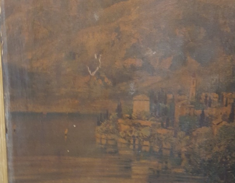 Cuadro Enmarcado sin firma Motivo Paisaje Medieval Cod 32135