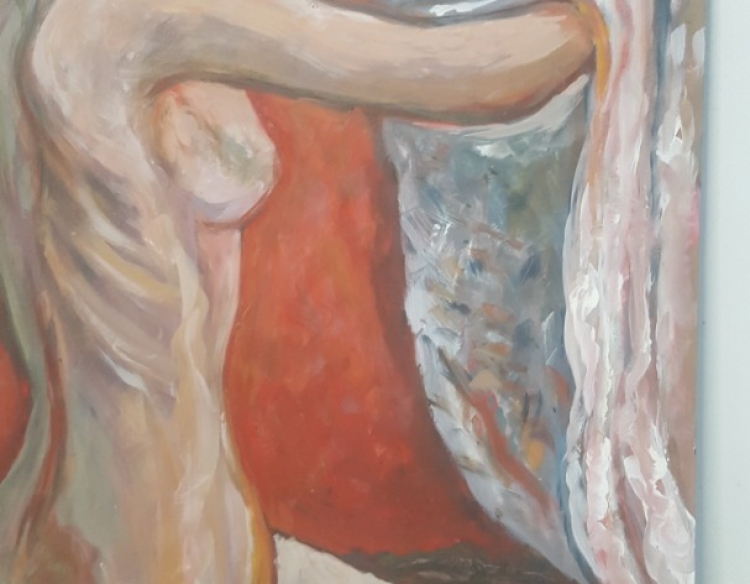 Pintura Al Oleo sin firma Mujer Desnuda 55x35 Cod 25340