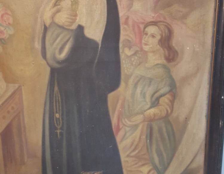 Oleo Enmarcado Monja Y Angeles Cod 32144