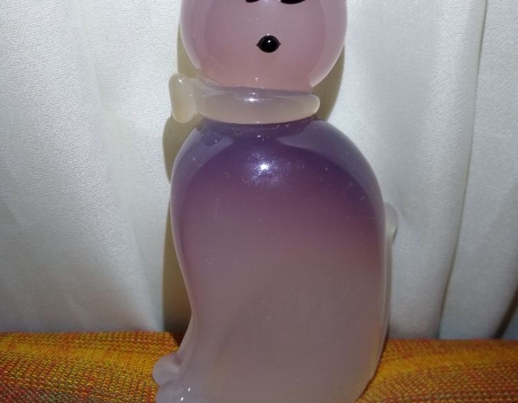 PARA COLECCIONISTAS, ANTIGUO GATO MACISO DEL DISEÑADOR ARCHIMEDE SEGUSO MURANO OPAL PURPLE WHITE ITALIAN (DECADA DEL '50) HECHO A MANO. ES PESADO, 13CM DE ALTURA APROX, EL COLOR ES EN DEGRADE.