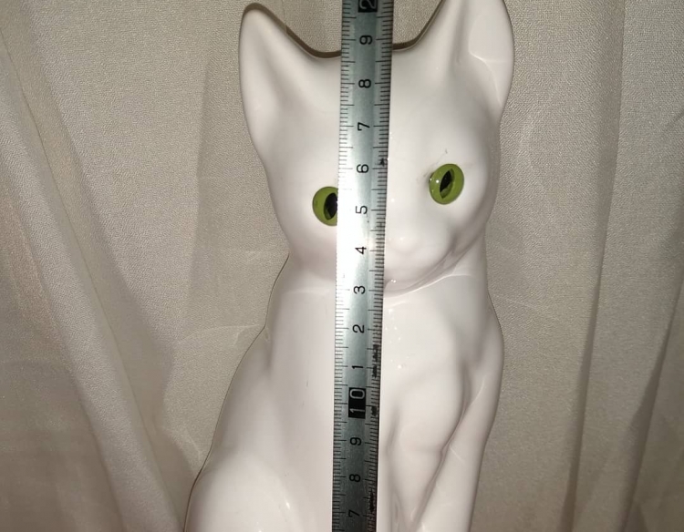 PARA COLECCIONISTA, ANTIGUO GATO BLANCO CERAMICO MARCA DELFT WIT ALEMAN (1950 APROX).