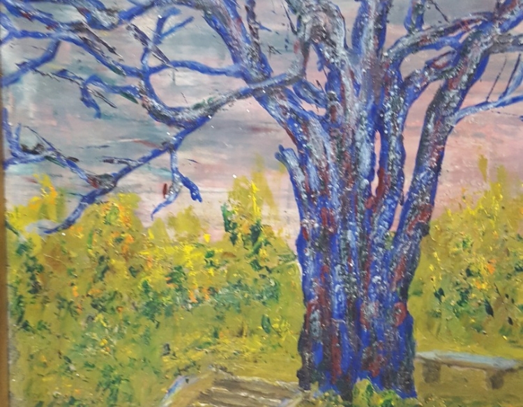 Oleo “Árbol azul” Drappo 32x24 Cod 2227